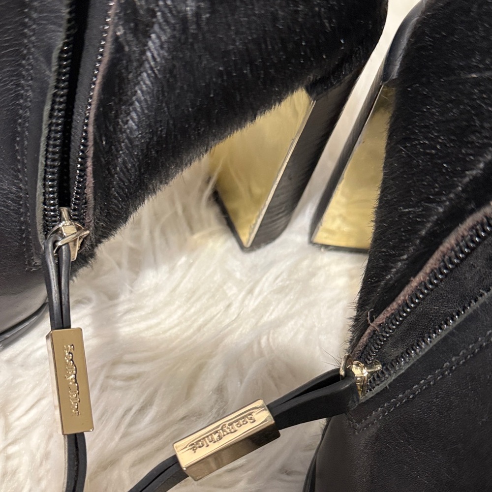 SEE By Chloe Black Ankle Boots with Goldtone Accents - Picture 10 of 13